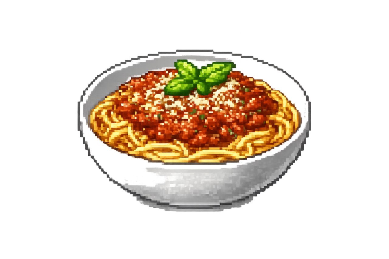 Finished spaghetti bolognese